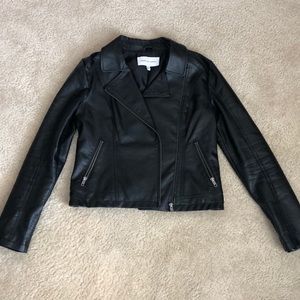 Faux black leather jacket, size small